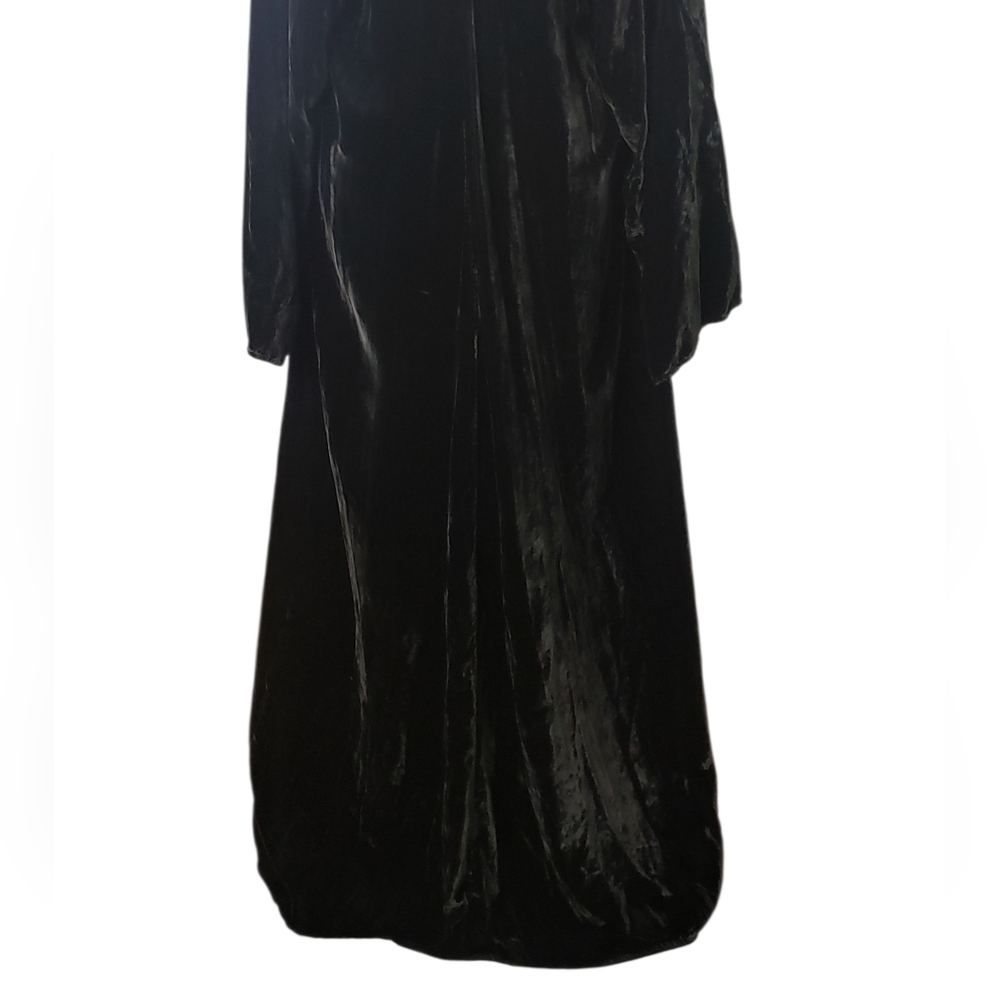 Women's Black Velvet Square Neck High Low Maxi Dress Witchy Goth Victorian - Picture 9 of 13